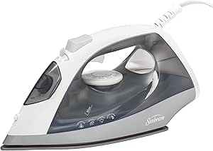 Sunbeam Classic Steam Iron, 1200 Watts, Non-Stick Soleplate, Powerful Shot of Steam, Horizontal or Vertical, Auto Shut-Off, Anti-Drip, Spray Mist, White/Grey