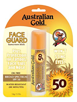 Australian Gold Face Guard Sunscreen Stick. Oil Free, SPF 50, 0.5 Ounce (Pack of 2)