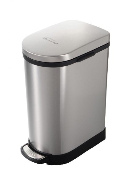 Heim Concept Step Trash Can with Slow Down Close 26-Gallon Brushed Stainless Steel