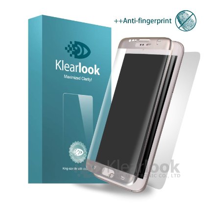 S7 edge screen protector, Klearlook unique [Fingerprint-killer] Anti Glare 3D curve GLASS screen protector for S7 edge. [Front Back protection] Silver Frame color