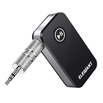 Bluetooth Receiver, ELEGIANT Car Kit Portable Wireless Audio Adapter 3.5mm Aux Stereo Output for Music Streaming Sound System, A2DP, Built-in Mic Hands-Free for Home/Car Audio System