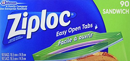 Ziploc Sandwich Bags, Easy Open Tabs, 4x90-Count