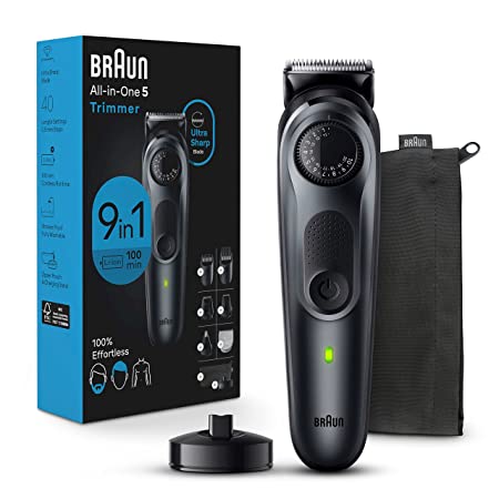 Braun All-in-One Style Kit Series 5 5490, 9-in-1 Trimmer for Men with Beard Trimmer, Body Trimmer for Manscaping, Hair Clippers & More, Ultra-Sharp Blade, 40 Length Settings, Waterproof