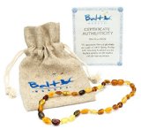 Amber Teething Necklace for Babies Unisex - Anti Flammatory Drooling and Teething Pain Reduce Properties - Certificated Natural Oval Baltic Jewelry with the Highest Quality Guaranteed Easy to Fastens with a Twist-in Screw Clasp Mothers Approved Remedies