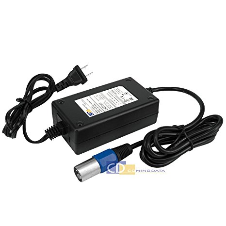Coming Data 24V Sealed Lead Acid Battery Charger Adapter w/ 3-prong Male XLR Connector (UL Certified)