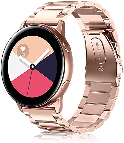 Fintie for Galaxy Watch Active 40mm Bands, 20mm Solid Stainless Steel Strap for Galaxy Watch Active 2 40mm & 44mm Smartwatch, Rose Gold