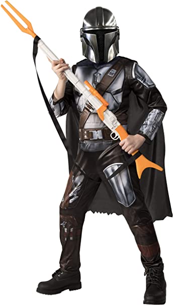 Star Wars The Mandalorian Kids Halloween Costume Small (4-6) Jumpsuit/Cape/Mask/Holographic Detail