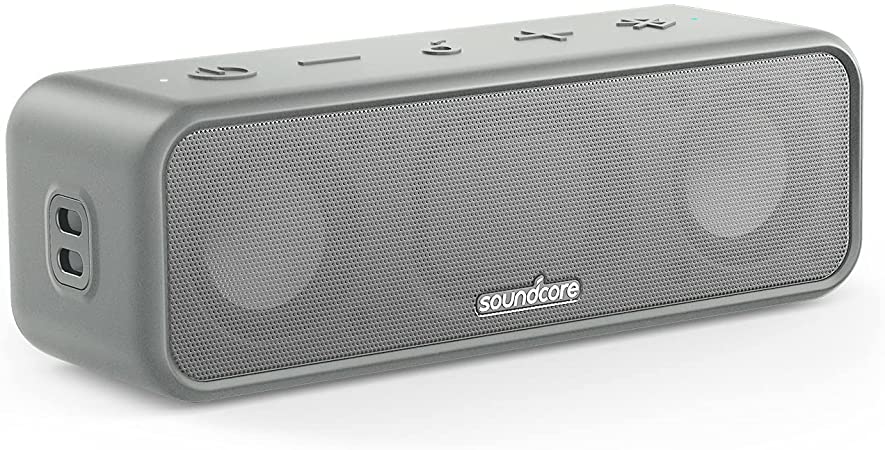 Soundcore 3 by Anker Soundcore, Bluetooth Speaker with Stereo Sound, Pure Titanium Diaphragm Drivers, PartyCast Technology, BassUp, 24H Playtime, IPX7 Waterproof, App, Custom EQ, Gray