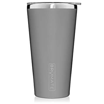 Brümate Imperial Pint 20oz Shatterproof Double Wall Vacuum Insulated Stainless Steel Travel & Camping Mug for Beer, Cocktails, Coffee & Tea with Splash-Proof Lid for Men & Women (Matte Gray)