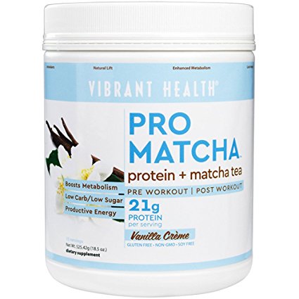 Vibrant Health - Pro Matcha, Whole Food Protein Supplement, Vanilla, 15 Servings
