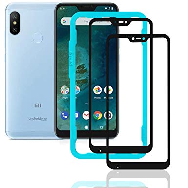 Xiaomi Mi A2 Lite Screen Protector,[Full Coverage, Case Friendly],Ibywind Tempered Glass[Pack of 2] [Installation Applicator] [Without White Edges] [Full Screen automatic adsorption][9H Hardness] 9D ARC Edge Glass Screen Protector for Mi A2 Lite-New upgrade
