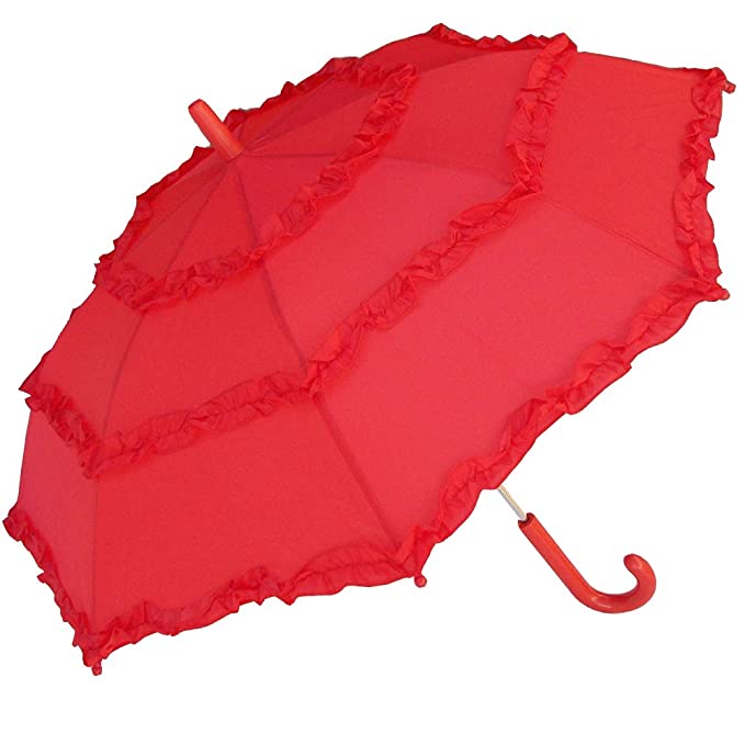 RainStoppers Girl's Solid Umbrella with Three Ruffles