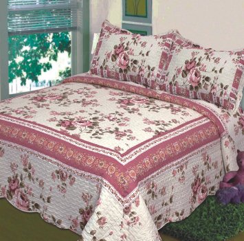 Fancy Collection 2 Pc Bedspread Bed Cover Beige Pink Floral Twin/twin Xl