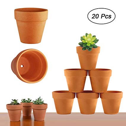 Terra Cotta Pots - 20 Pcs Small Mini Clay Pots 2'' Terracotta Pots Flower Pots with Drainage Holes, Clay Ceramic Pottery Planter Cactus Flower Pots Succulent Nursery Pots- Great for Plants,Crafts