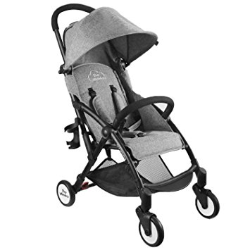Single Baby Stroller with Dual-Brake, Portable LightWeight Travel Pram with Large Canopy For Infant, Toddler, Baby Boys and Girls, Unisex 3 Month Old and Up(Gray) - Tiny Wonders