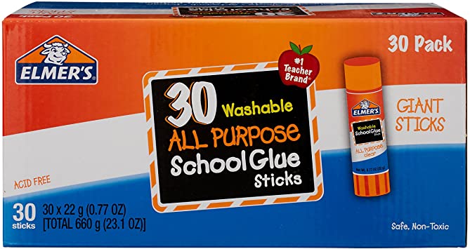 Elmer's Glue Stick (E599), Washable,30 Count