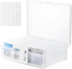 ALINK Fotoaufbewahrungsbox 10 x 15 cm Fotoetui, 16 innere Fotohalter, durchsichtige Fotoboxen zur Aufbewahrung, Foto-Organizer aus Kunststoff für Saatgut, Karten, Handwerk, Aufkleber-Clear