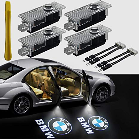 Car Door Light LED Logo Projector Light, Henlight 4 Pcs LED Car Entry Ghost Shadow Laser Projector Welcome Lights for BMW 3 5 6 7 X Z GT Series