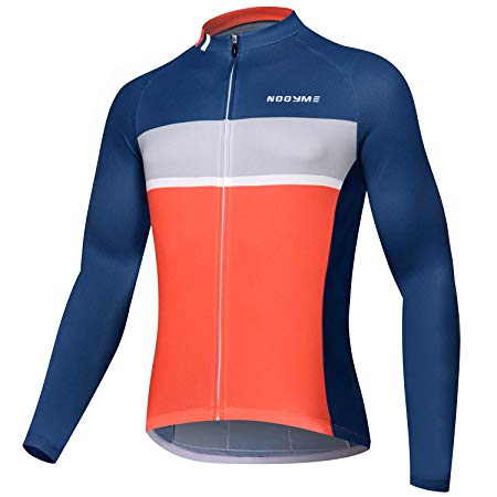 NOOYME Men's Cycling Jersey Short Sleeve Bike Shirt Breathable Printed Long Sleeve Bike Jersey