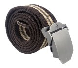 KobwaTM Mens Slider Buckle Military Style Weave Canvas Web Belt With Keyring