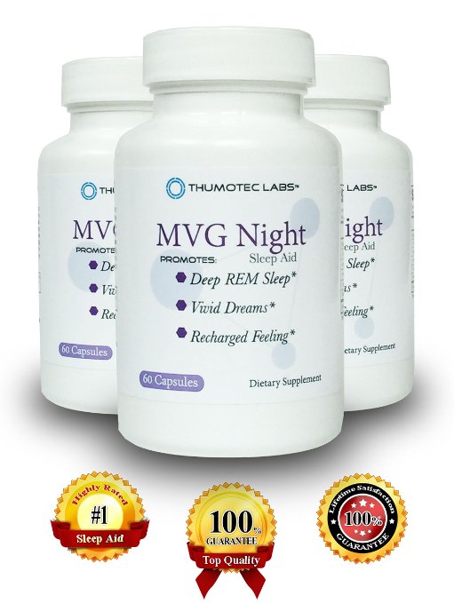 MVG Night by Thumotec Labs - 1 Best Sleep Aid - Relaxing Refreshing Sleep Supplement - 60 caps - 100 Lifetime Guarantee