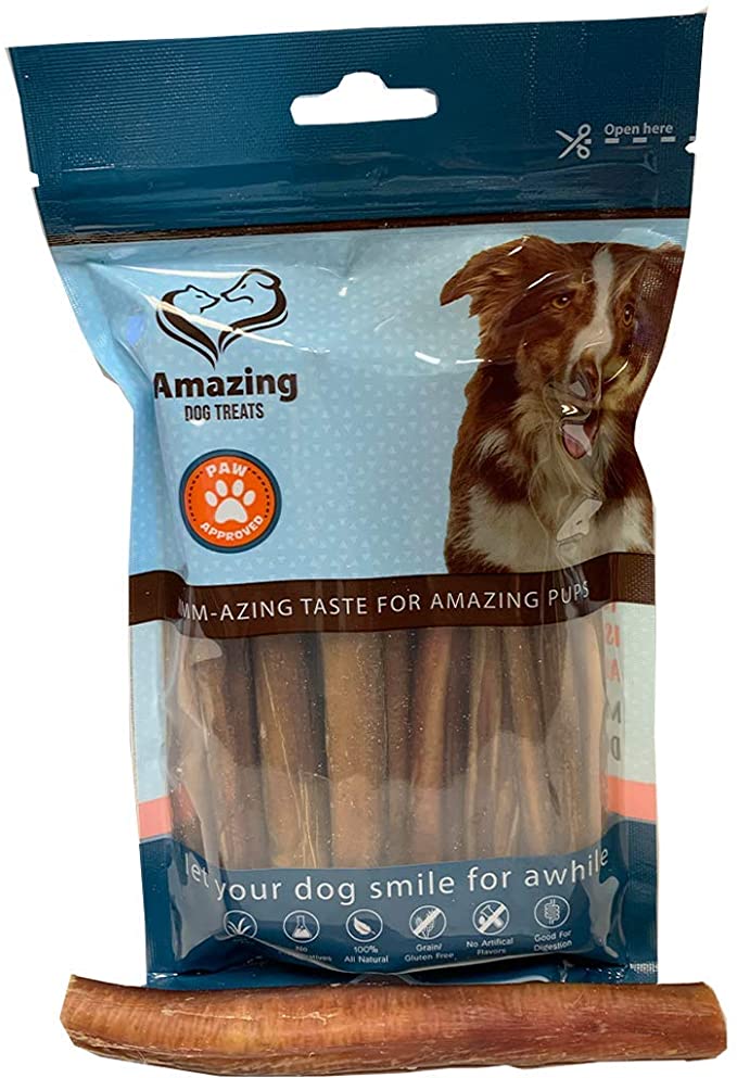 6 Inch Regular Bully Sticks (15, 25, 50 Pack) Premium Dog Chews - All Natural Rawhide Alternative - Long Lasting Dog Treats - 100% Beef - Promotes Canine Dental Health (6" Regular - 15 Pack)