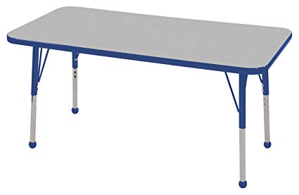 ECR4Kids Everyday T-Mold 24" x 48" Rectangular Activity School Table, Toddler Legs w/Ball Glides, Adjustable Height 15-23 inch (Grey/Blue)