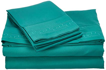 Superior Regal Greek Key Embroidered Sheet, Full, Emerald