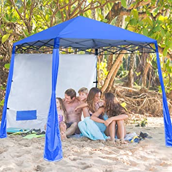 ABCCANOPY Pop-Up Canopy Tent Sun Protection Comapct and Lightweight Beach Canopy Slant Leg Backpack Canopy,Royal Blue