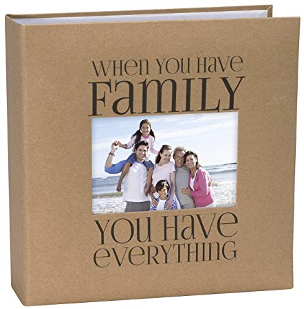 Malden International Designs Sentiments Family with Memo Photo Opening Cover Brag Book, 2-Up, 160-4x6, Tan