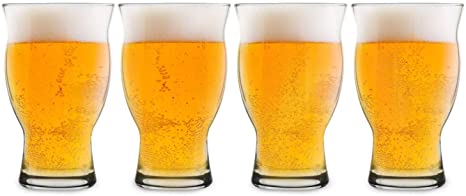 USA Made Nucleated Tulip Pint Glasses for Better Head Retention, Aroma and Flavor- 16 oz Ultimate Pint Glass for Beer Drinking- IPA Beer Glasses For Men- Cool Beer Glass Stackable Design- Set of 4