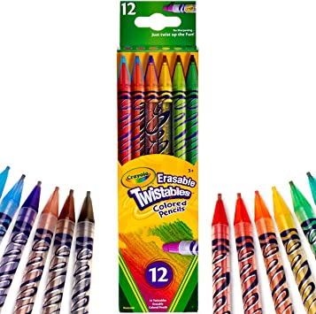 Crayola Twistables Erasable Colored Pencils, Assorted Colors, 12 Count, Gift for Kids