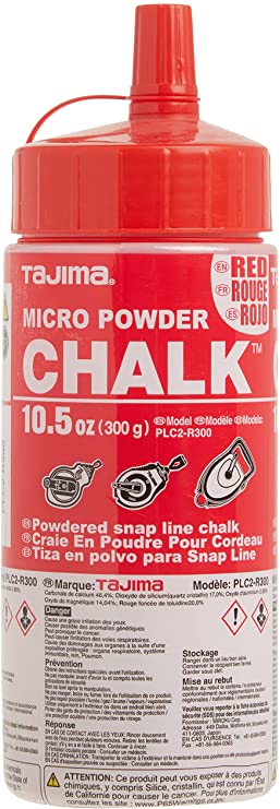 TAJIMA Micro Chalk - Red 10.5 oz (300g) Ultra-Fine Snap-Line Chalk with Durable Bottle & Easy-Fill Nozzle - PLC2-R300
