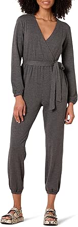 Amazon Essentials Women's Knit Surplice Jumpsuit (Available in Plus Size)