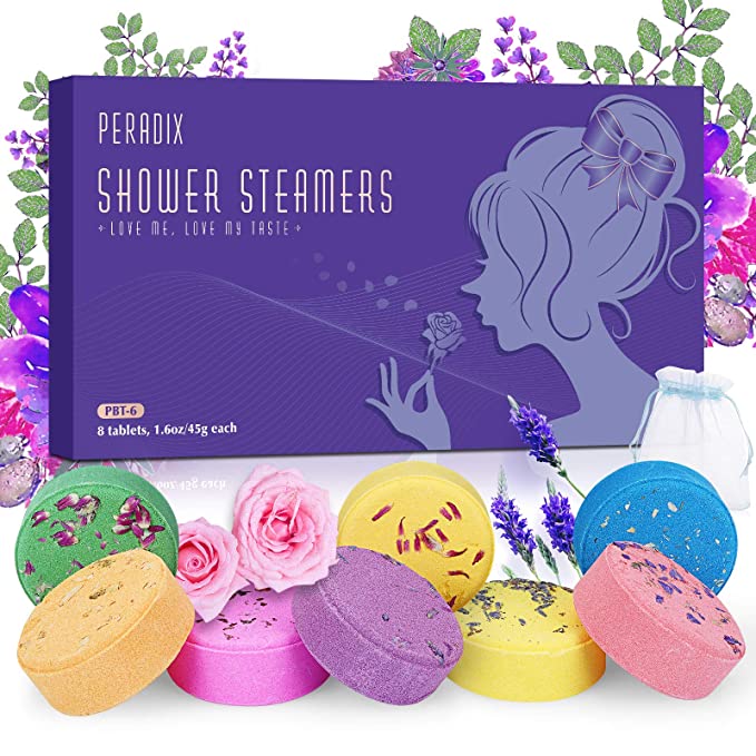 Peradix Shower Steamers - Christmas Gifts for Women Mom Girlfriend - [8X] Shower Bombs for Aromatherapy and Stress Relief - Great Birthday Gifts for Women Who Have Everything, Unique Gift for Women