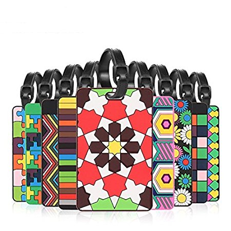 Cool Luggage, MerryNine Personalized Bright Color Mosaic Pattern Durable Travel ID Holder for Suitcase Sports Bags, Set of 10