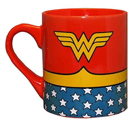 Silver Buffalo Wonder Woman Uniform Ceramic Coffee Mug, 14-Ounce