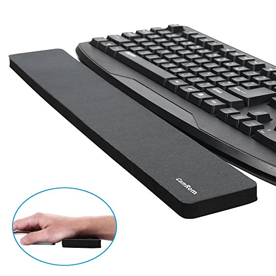 CamRom Home & office Adjustable Computer Arm Support Mouse Pad Arm Wrist Rest Support Desk Attachable for Comfortable Computer Work CA1001 (Black-L)