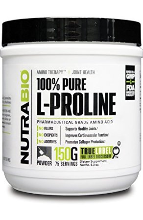 NutraBio 100% Pure L-Proline Powder - 150 Grams