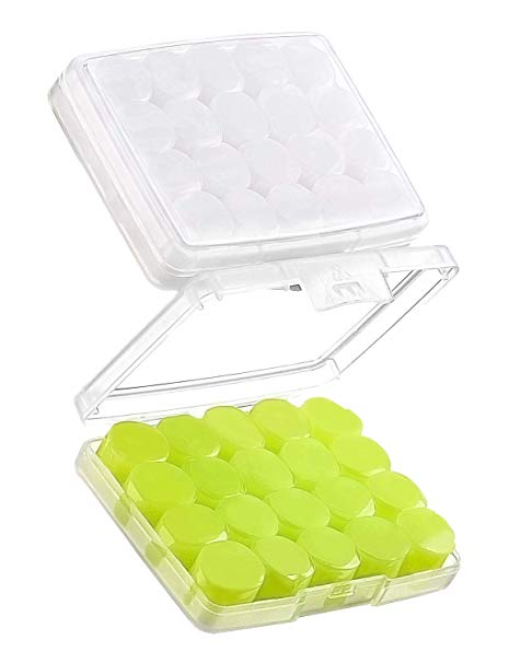 Mpow Swimming Ear plugs 20 Pairs for Kids, Soft Silicone Ear Plugs with 2 Carry Cases, 28dB SNR Noise Reduction Protective Earplugs, Water Blocking, Bpa-Free for Swimming, Showering, Bathing-Green