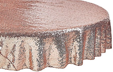 TRLYC 72'' Round Rose Sequin Wedding Cake Tablecloth, Gold