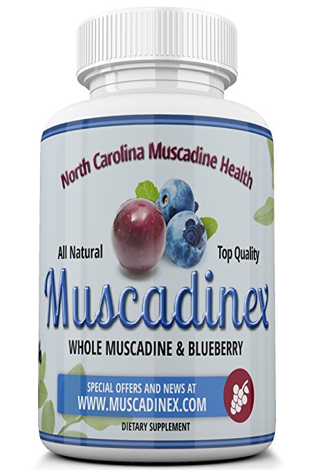 Muscadinex Blueberry Pterostilbene and Muscadine Grape Resveratrol Supplement, 500mg x 60 Vegetarian Capsules