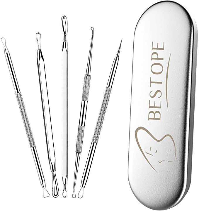 BESTOPE Blackhead Remover Pimple Comedone Extractor Tool Best Acne Removal Kit - Treatment for Blemish, Whitehead Popping, Zit Removing for Risk Free Nose Face Skin with Metal Case