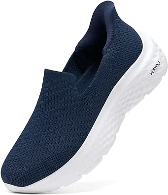 VEEYOO ZURIN Womens Slip On Walking Shoes with Arch Support,Lightweight No Lace Sneakers,Non Slip Breathable Tennis Shoes,Casual Travel Work Shoes