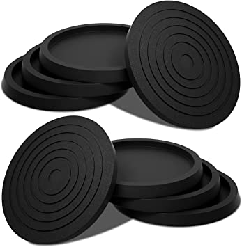 Furniture Coasters,Round Furniture Caster Cups,8PCS 2.5inch Bed Leg Non-Slip Pads,Rubber Sofa Anti Sliding Pads for Couch Bed Piano Table Black