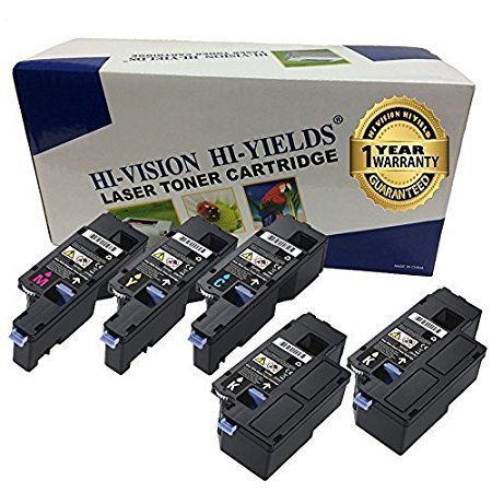 HI-VISION® 5 Pack Compatible Dell E525w (593-BBJX, 593-BBJU, 593-BBJW, 593-BBJV) 2 Black, 1 Cyan, 1 Yellow, 1 Magenta Toner Cartridge Replacement For E525w Color Multifunction Printer