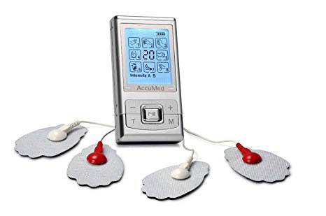 AccuMed AP111 Portable TENS Unit Electronic Pulse Massager - Dual Channel Pain Relief with 8-in-1 Functionality. FDA Approved with Clinically Proven, Professional Effectiveness for Home Medical Use