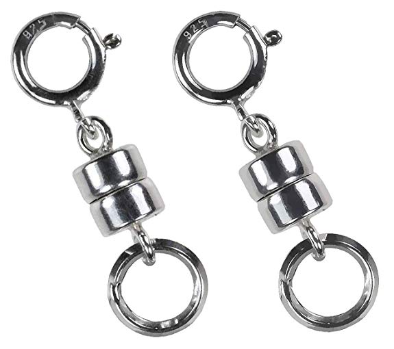 uGems 2 Sterling Silver Converters 4.5mm Magnetic Clasps with 6mm Rings