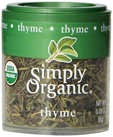 Simply Organic Thyme Leaf Whole Certified Organic, 0.28-Ounce Containers (Pack of 6)
