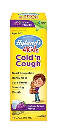 Hyland's 4 Kids Cold 'n Cough-Grape Flavored Relief Liquid, Natural Relief of Common Cold, 4 Ounces